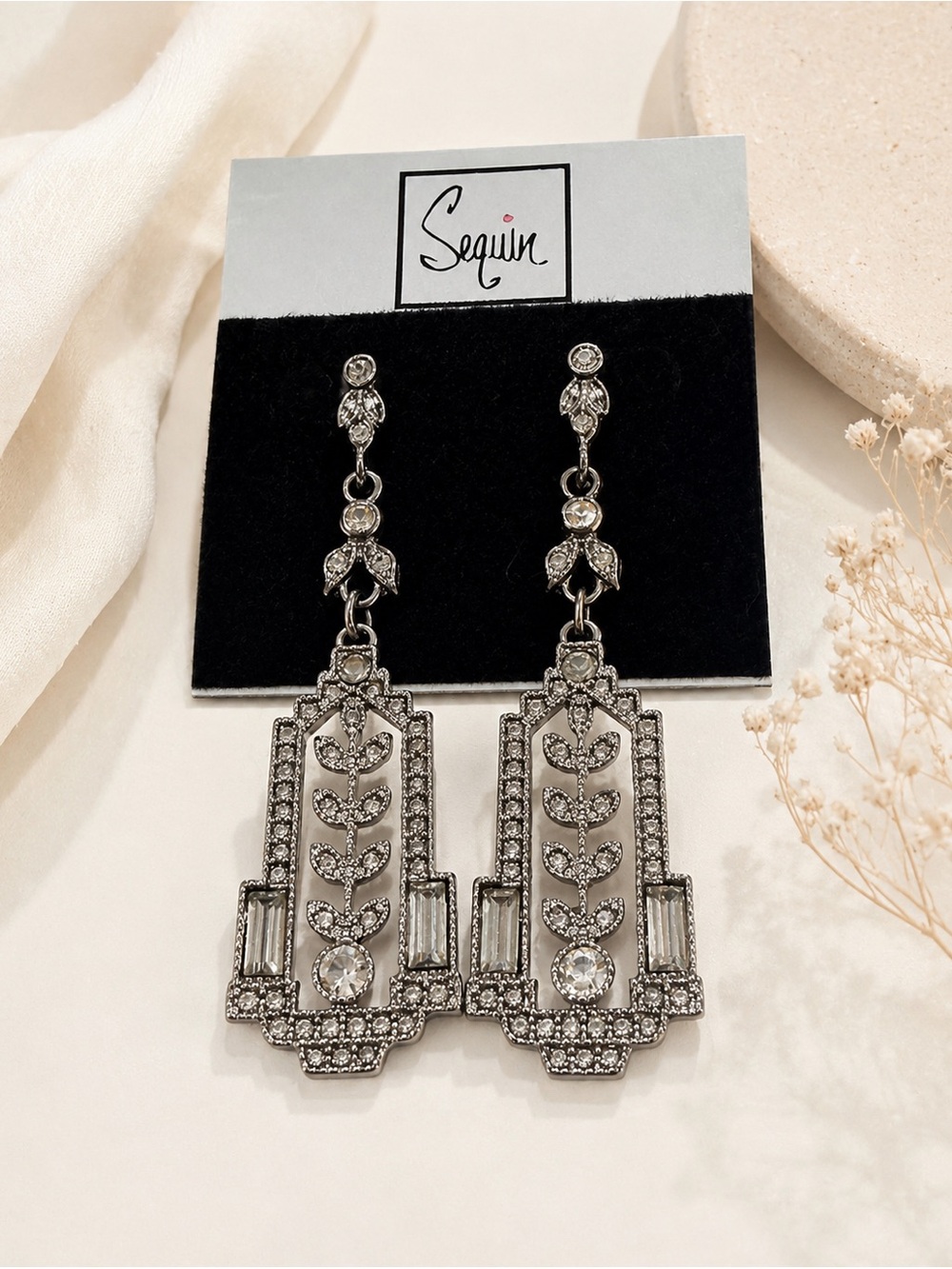 Sequin Nordstrom chunky dangle drop statement earrings Crystal designer glam